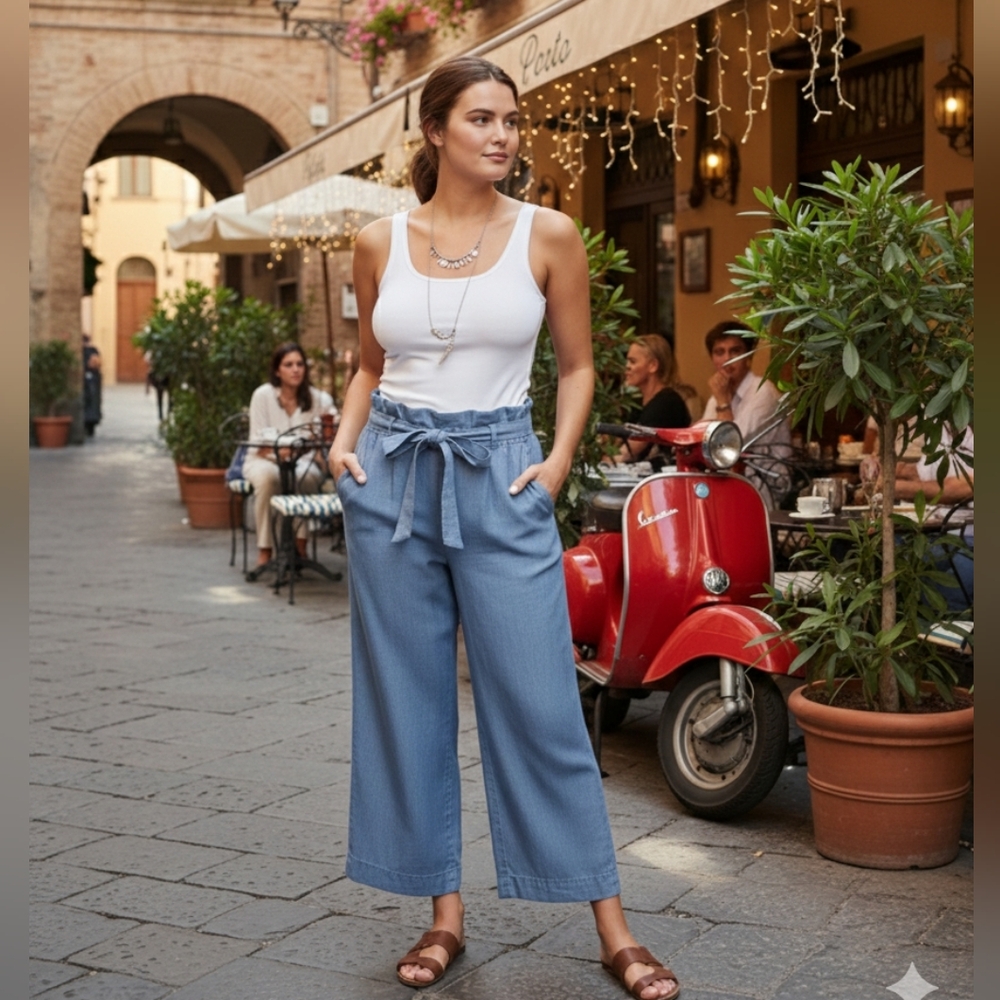 Velvet Heart Chambray Blue High Waist Pants